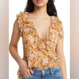 NWT Women's OPEN EDIT Nordstrom Ruffle‎ Sleeveless Crop Top | Size Large